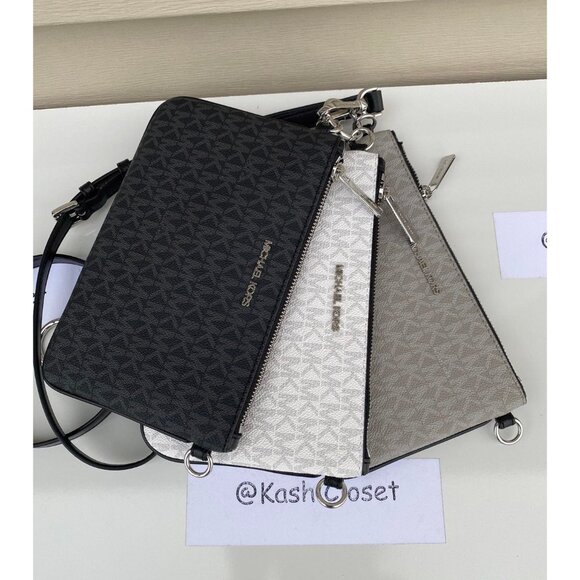 Michael Kors crossbody triple pouch medium MK signature purse black multi - Picture 8 of 11